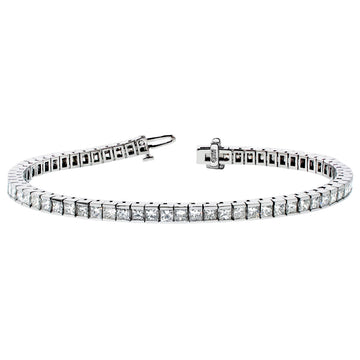 5.00 CT Princess-Cut Diamond Tennis Bracelet in 14k White Gold (F-G-color/VS2-SI1-clarity)